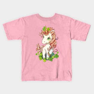 St Patrick Day Irish Unicorn Lepricorn Kids T-Shirt